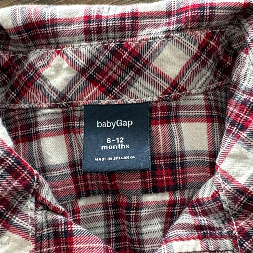 BABY GAP Infant Boy Striped Plaid One Piece Dress Shirt - Picture 3 of 4